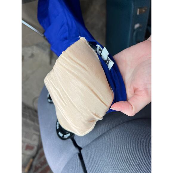 Blouse pleat front blue shoulder pads 1980s - Picture 9 of 9